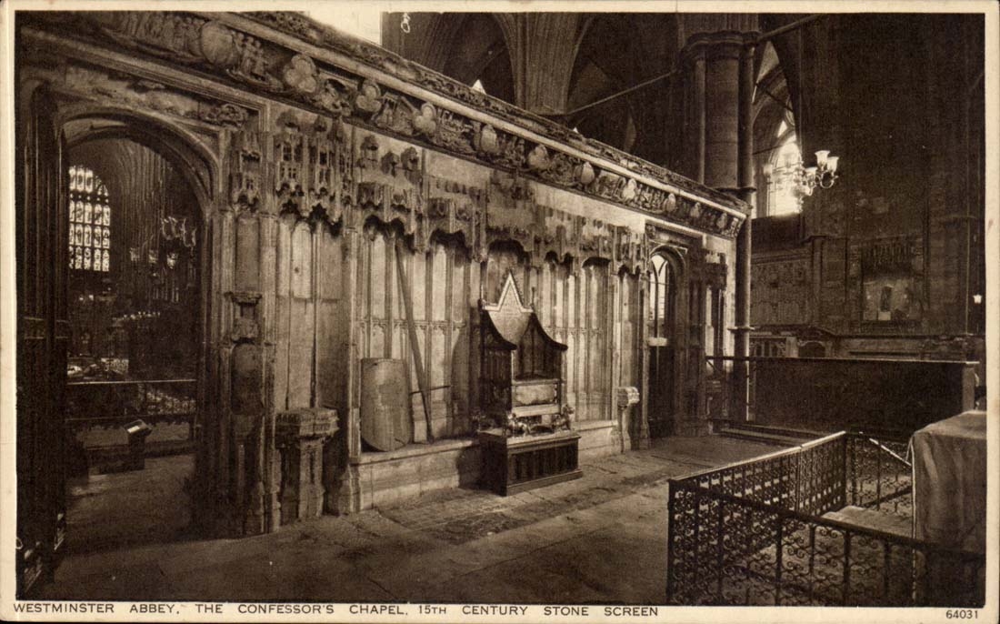 Grande Bretagne London Londres CPA Westminster Abbey Teh confessor's chapel The century stone screen