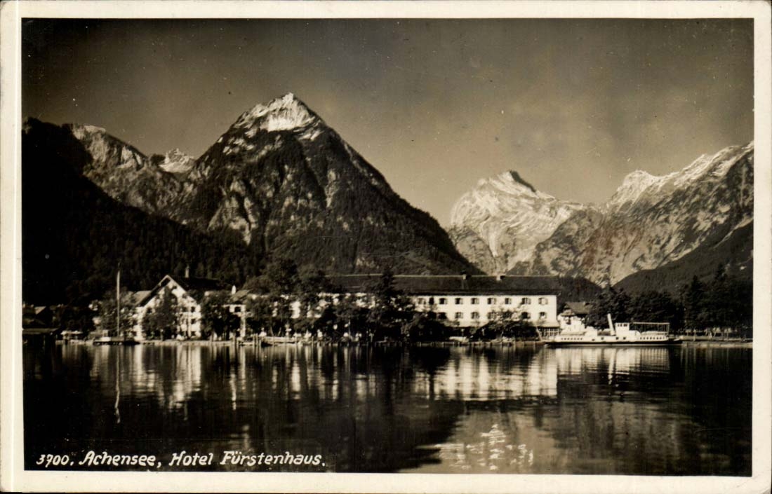 Achensee, Hotel Fürstenhaus — vue du lac et des montagnes — éditeur Seppl Ritzer & Ellis Braunhof, n° 3900