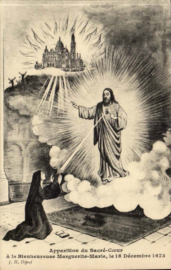 CPA Apparition du SAcre Coeur a la bienheureuse Margurite Marie le 16 decembre 1673