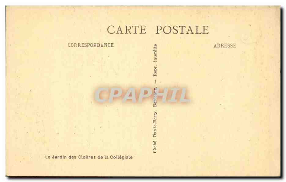Saint EMilion CPA Le jardin des cloitres de la collegiale — Rückseite