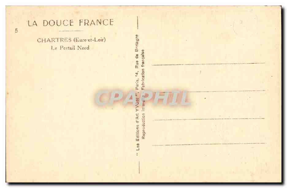 Chartres CPA Le portail nord — Verso