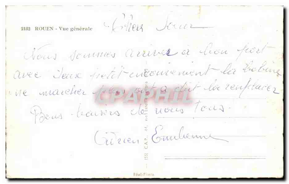 Rouen CPA Vue generale — Verso