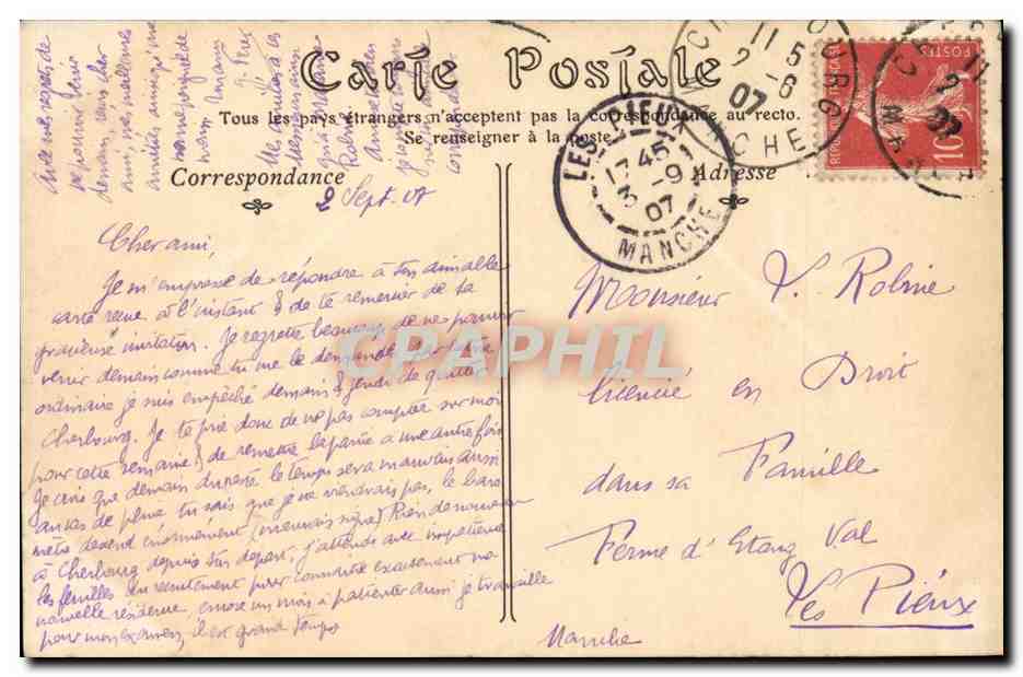 Paris CPA Hotel de ville — Rückseite
