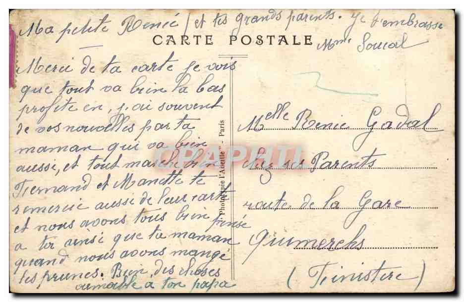 Paris CPA La place du Chatelet Le palais de justice — Rückseite