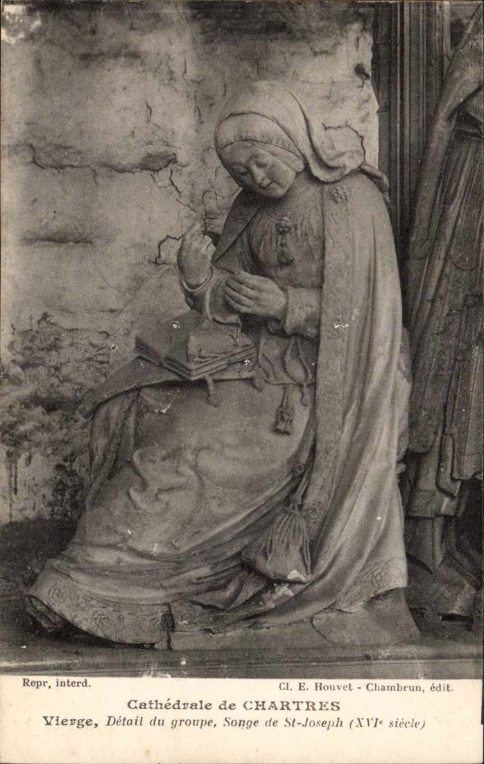 CPA CAthedrale de Chartres Vierge Detail du groupe Songe de St Joseph