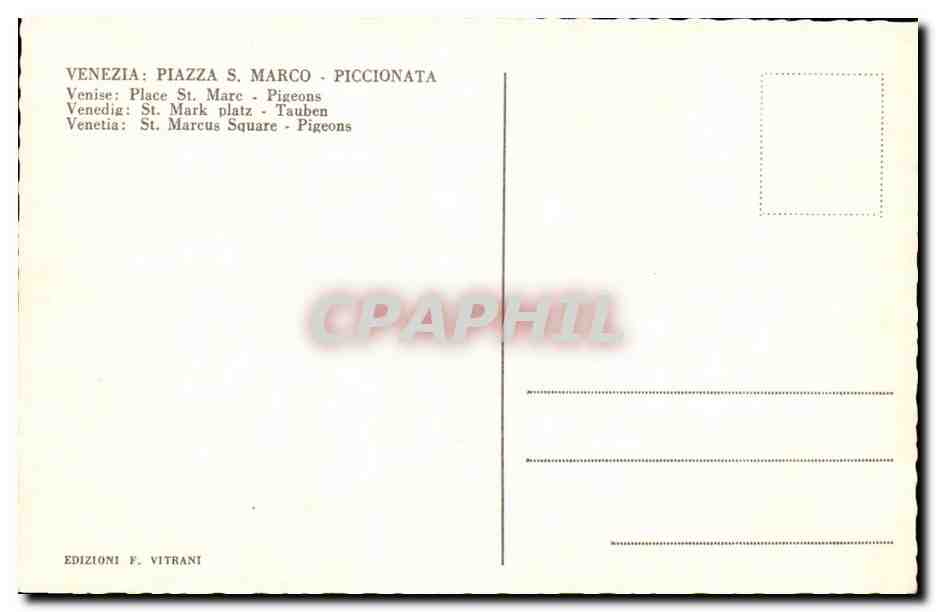 italie Italia Venezia Venise CPA Place St Marc Pigeons — Rückseite