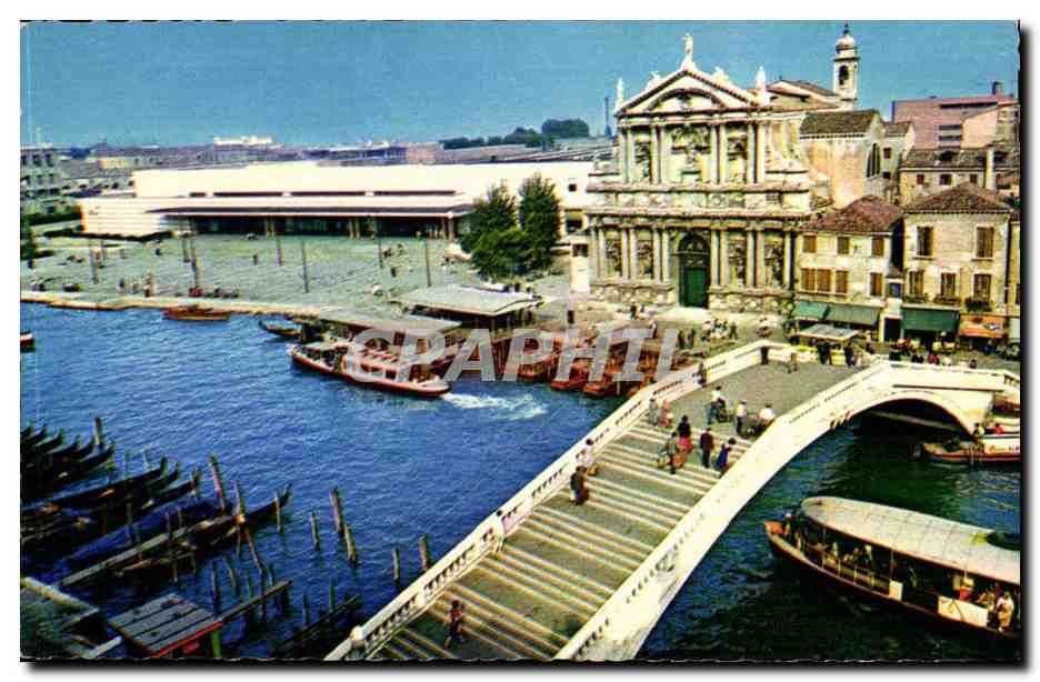 italie Italia Venezia Venise CPA Pont des Scalzi et gare