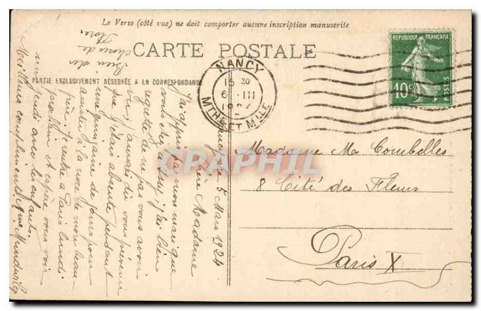 Nancy CPA Rue de la Consitution et cathedrale — Verso