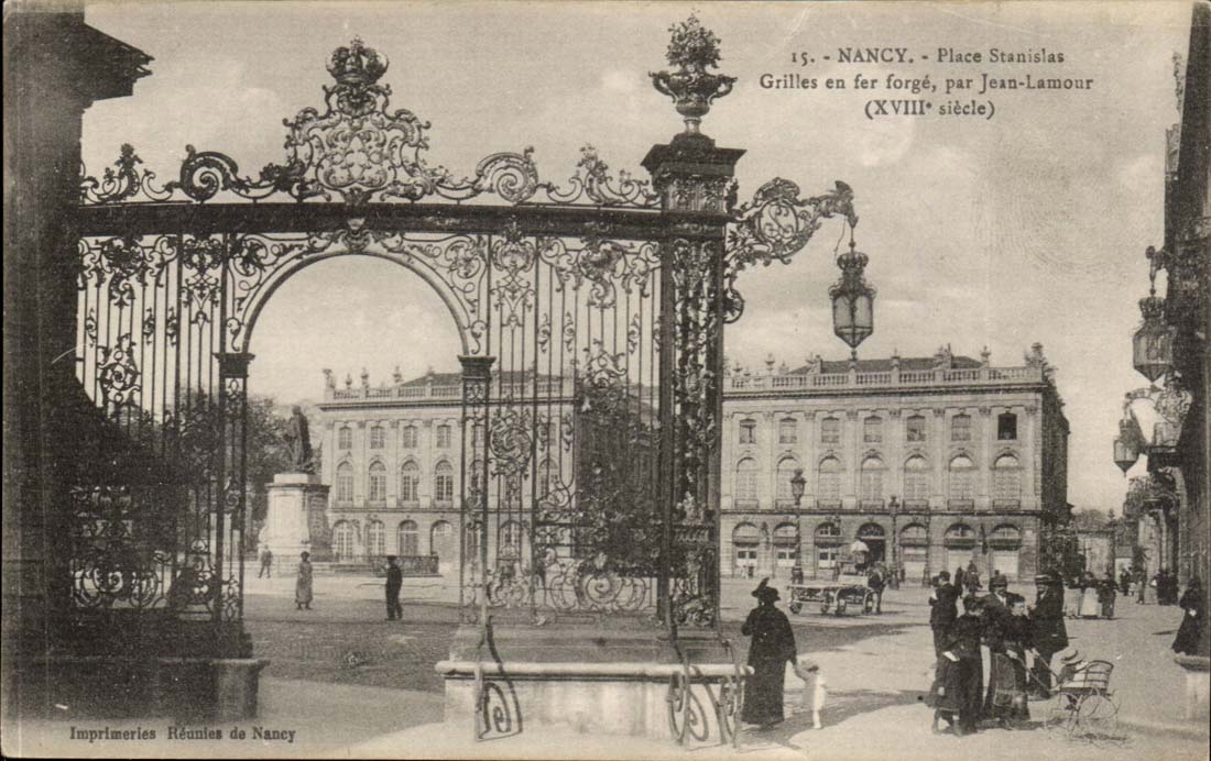 Nancy - Place Stanislas - Grilles en fer forgé par Jean-Lamour (XVIIIe siècle)