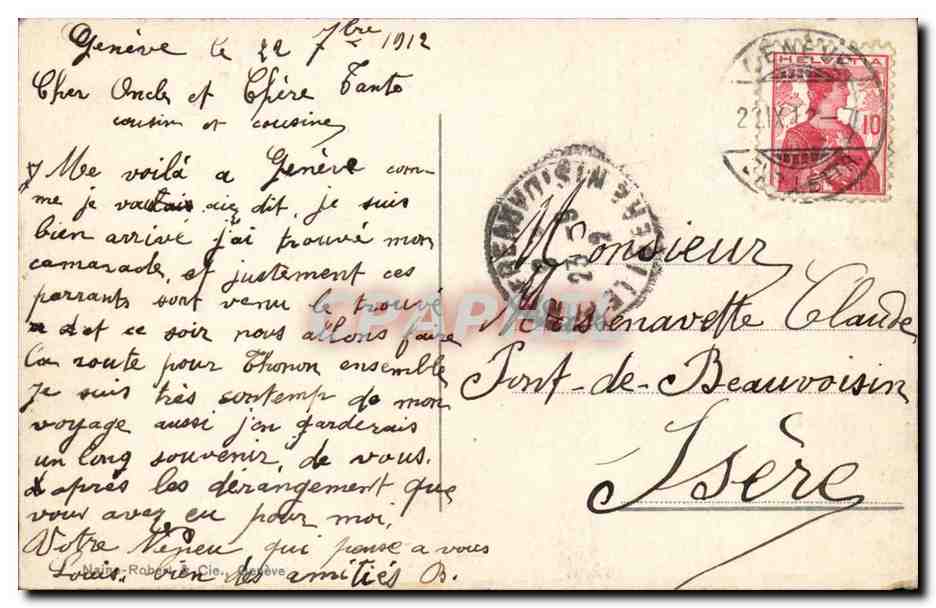 Suisse Geneve CPA L'ile et les 6 ponts — Verso