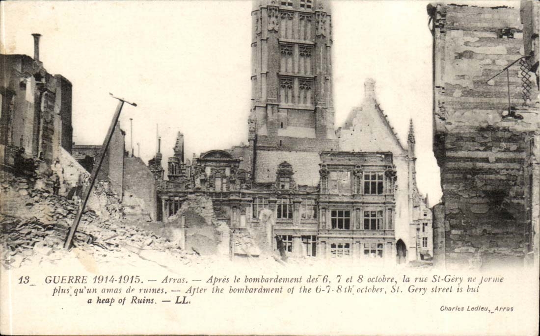 Arras — Rue St-Géry après bombardements — Charles Ledieu, Arras