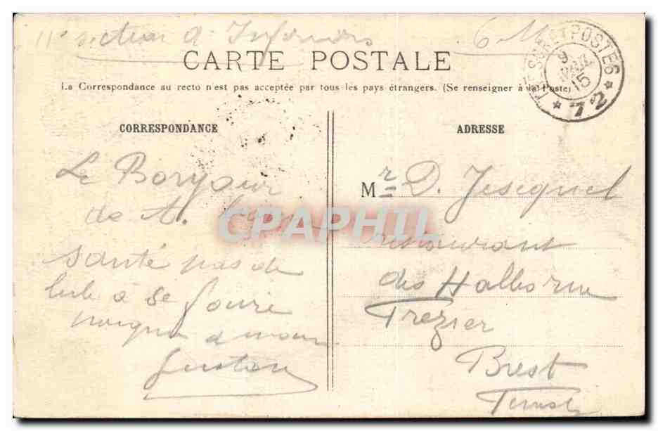 Arras — Ruinen des Rathauses und seines berühmten Glockenturms — A. R. — Nr. 307 — Rückseite