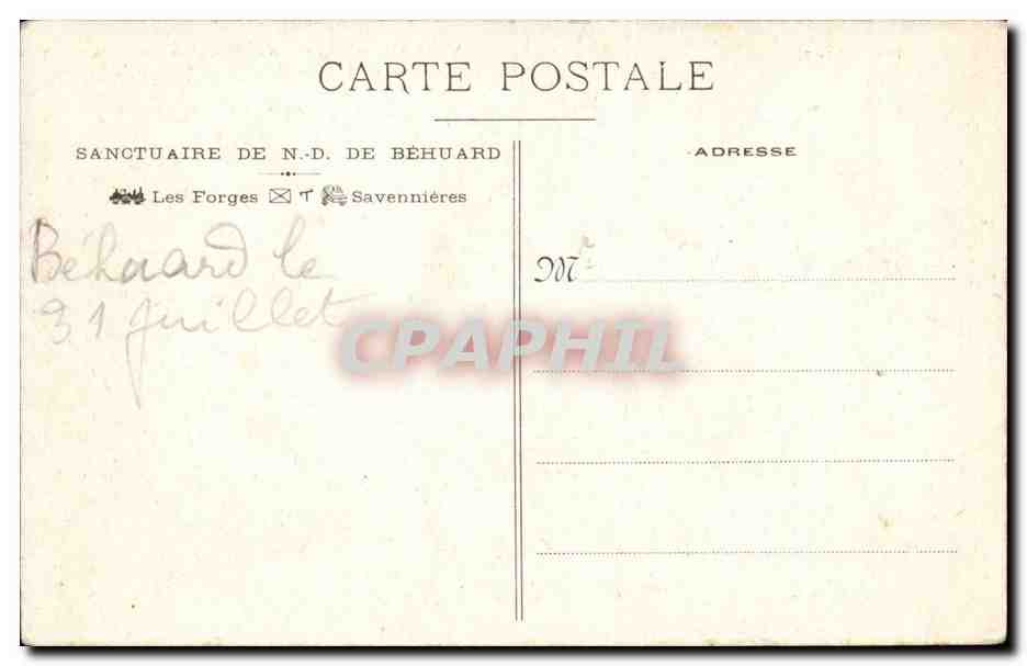 CPA Sancutaire de ND de Behuard au diocese d4Angers  — Verso