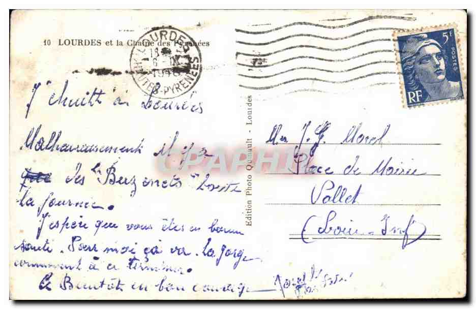 Lourdes CPA Centre des Pyrenees — Verso