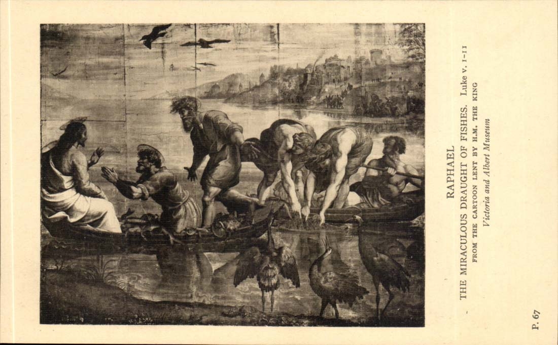 CPA Raphael the miraculous draught of fishes Victoria and Albert Museum