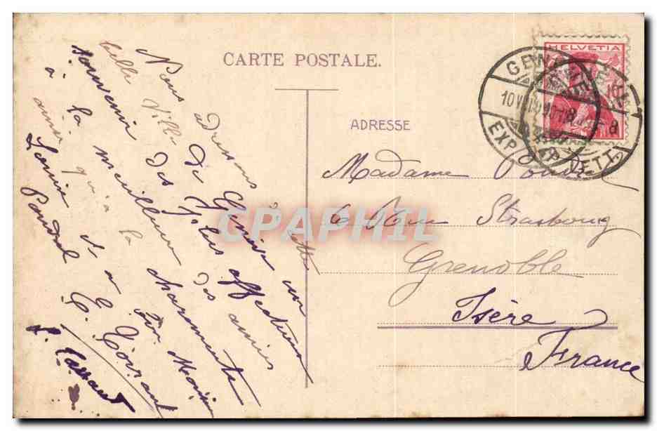 Suisse Geneve CPA L'ile Rousseau et les cygnes — Rückseite