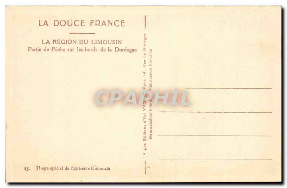 Fishing along the banks of the Dordogne — The Limousin region — Art Editions YVO7 — Back