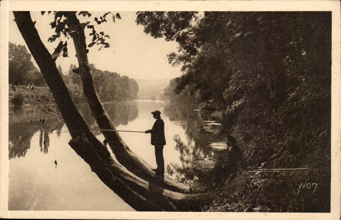 Pêche sur les bords de la Dordogne — La région du Limousin — Yvon 7