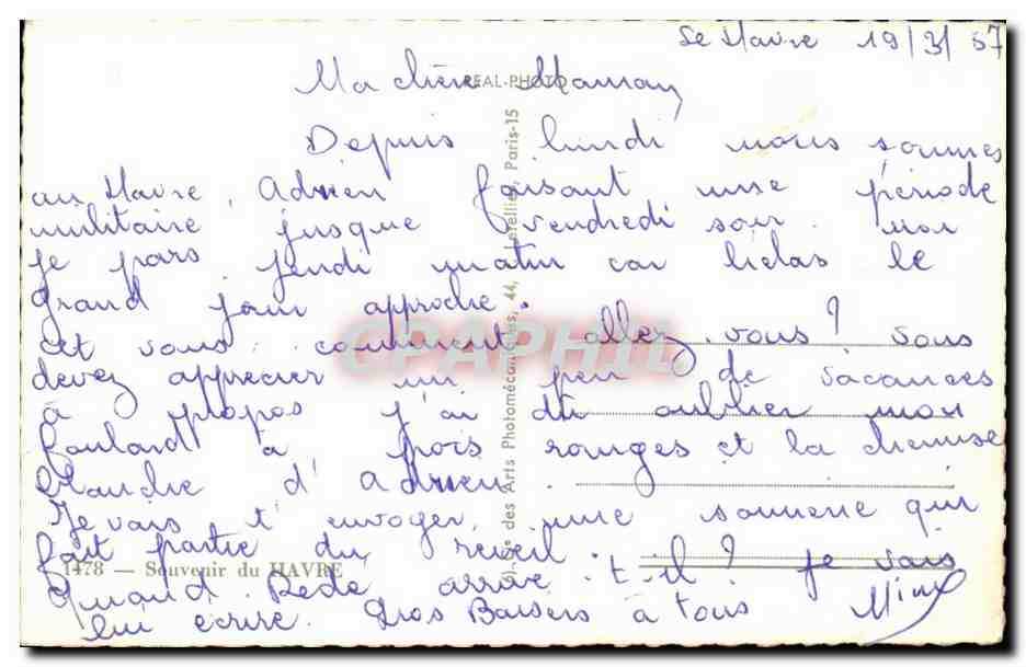 Le Havre CPA Souvenir Paquebot Le Liberte Ile de France La gare Bassin des yachts — Rückseite