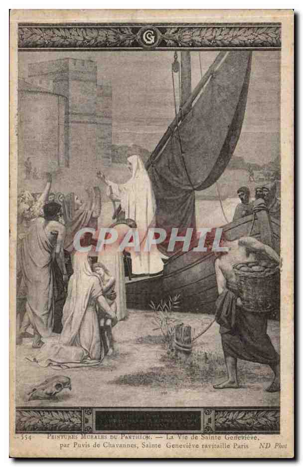 CPA Peintures murales du Pantheon Paris Ma vie de Sainte Genevieve par Puvis de Chavannes 