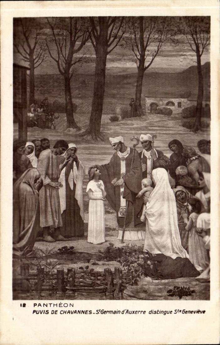 CPA Peintures murales du Pantheon Paris Puvis de Chavannes St GErmain d'Auxerre distingue Ste GEnevieve