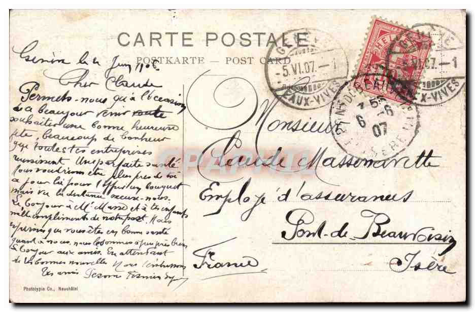 Suisse Geneve CPA Hotel des Postes — Verso