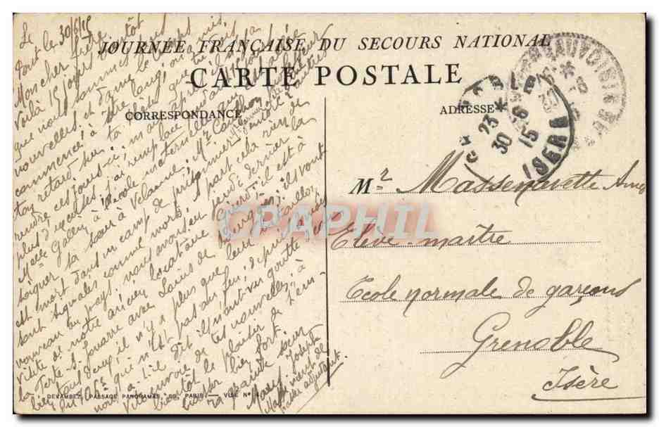 Lion et coq — scène de combat — Surand 1918 — Verso