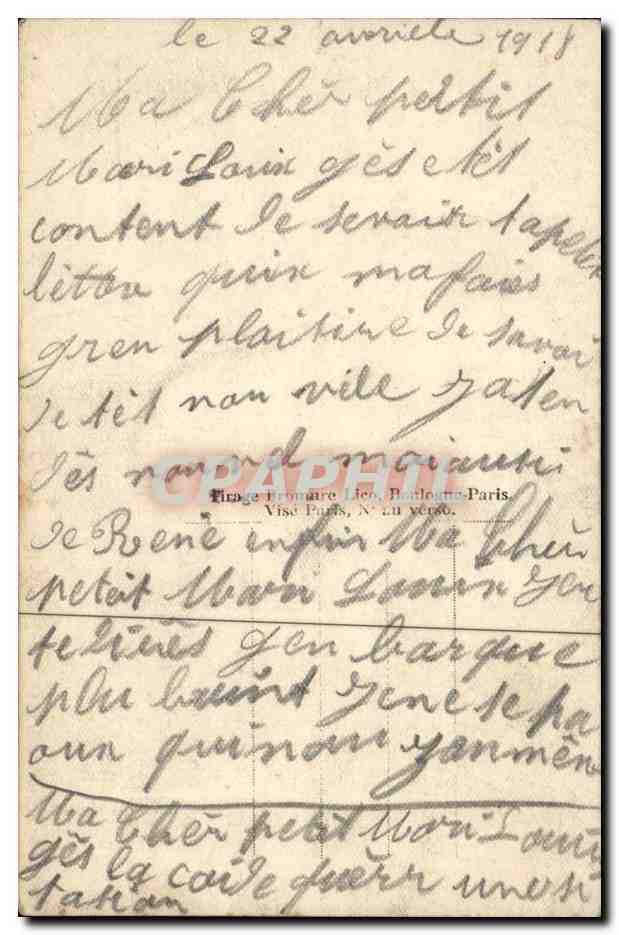 Soldat et femme — scène affectueuse — JMT PARIS, n°156 — Verso