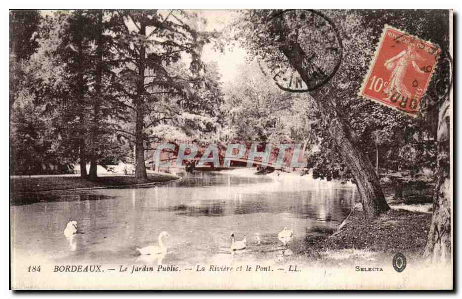 Bordeaux CPA Le jardin public La riviere et le pont (cygnes)