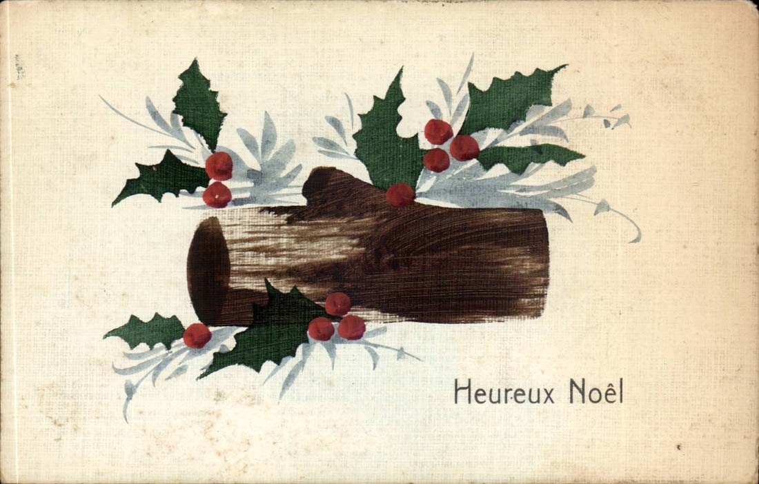 CPA Fantaisie Joyeux Noel (buche)