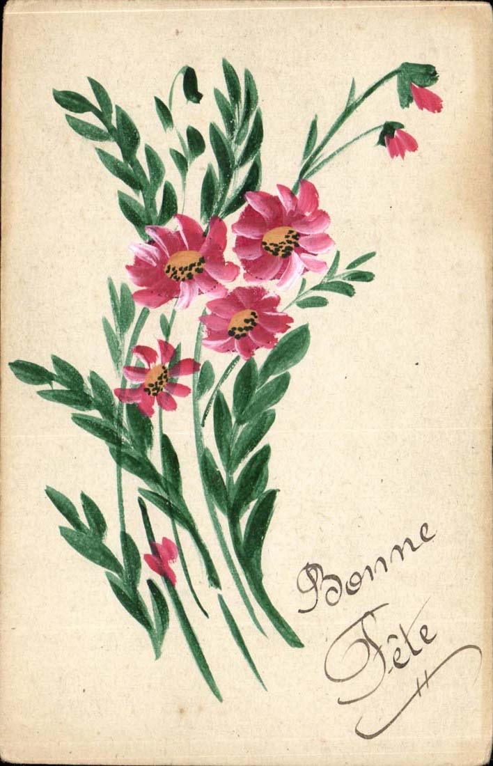 CPA FAntaisie Bonne fete Fleurs