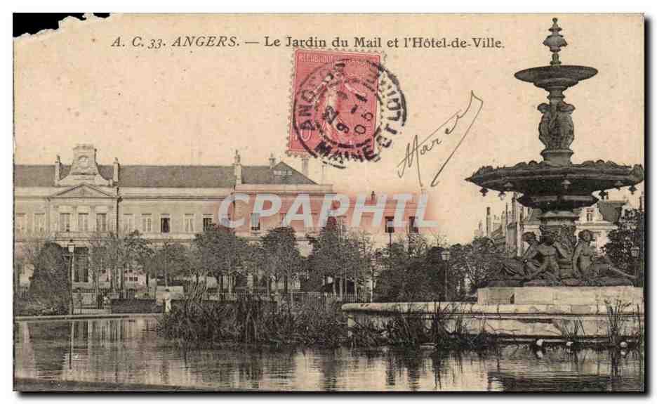 Angers CPA Le jardin du mail et l'hotel de ville