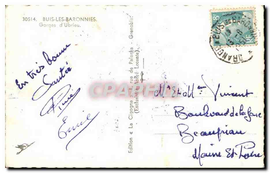 Buis les Baronnies CPA Gorges d'Ubrieu — Rückseite