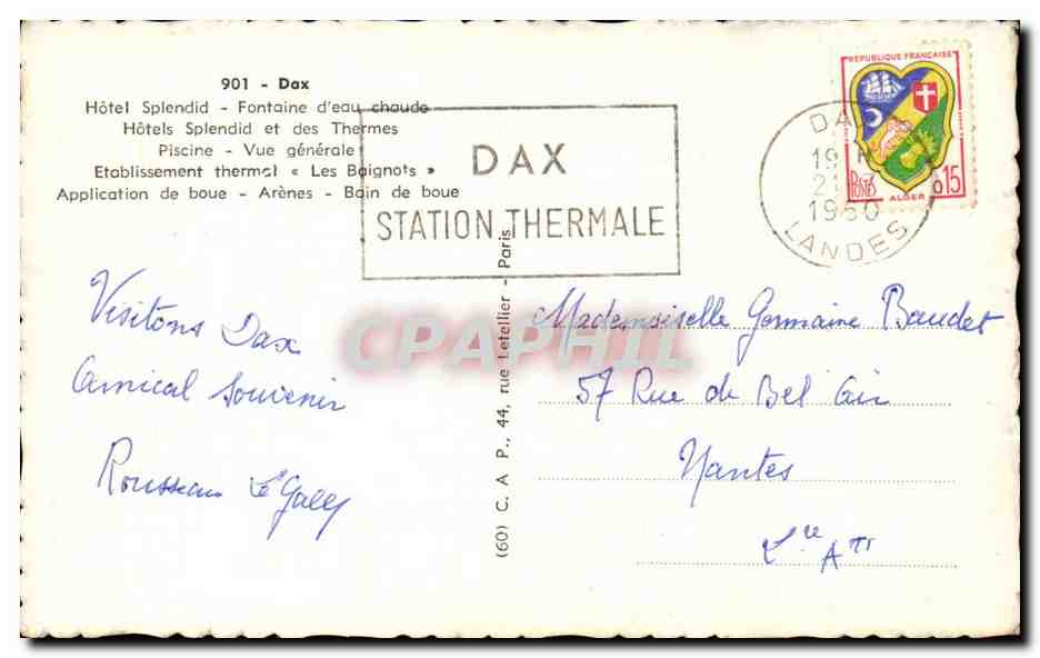 Dax CPA Hotel Splendid Fontaine d'eau chaude — Rückseite