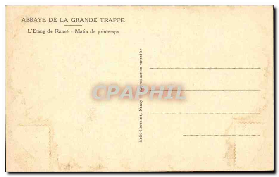 Abbaye de la Grande Trappe CPa L'etang de Rance Matin de printemps — Rückseite