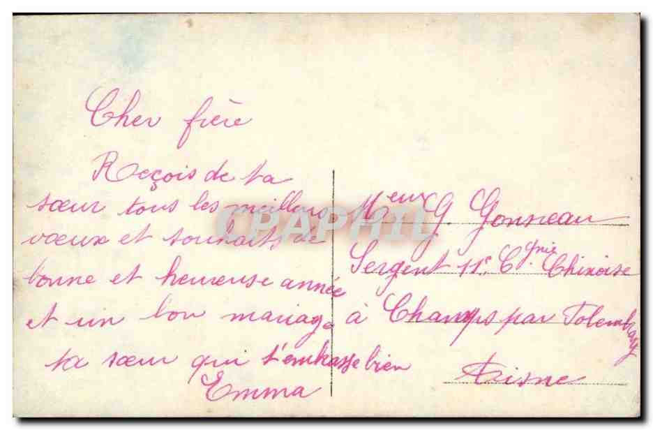 Femme en robe colorée tenant un instrument — Neuilly-sur-Marne, 8 décembre 1920 — sans éditeur visible — Verso