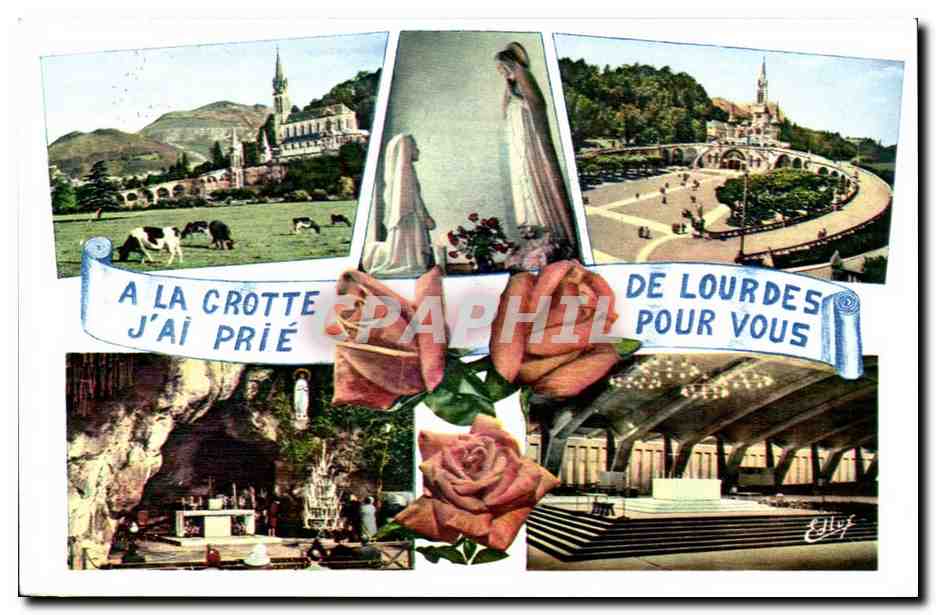 CPA A la grotte de Lourdes j'ai prie pour vous