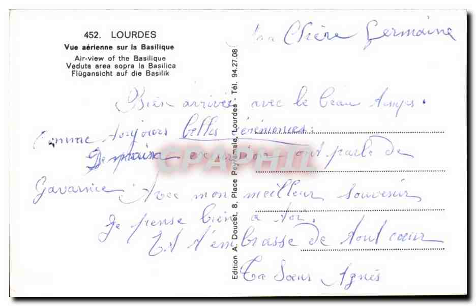 Lourdes CPA Basilique — Verso