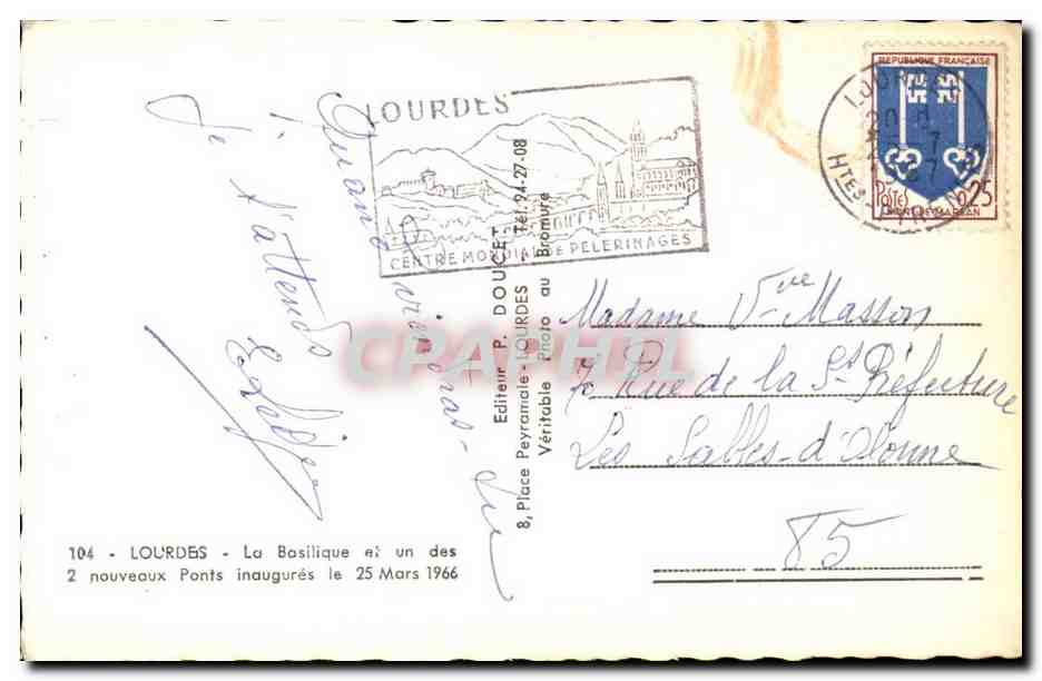 Lourdes CPA La basilique  — Verso