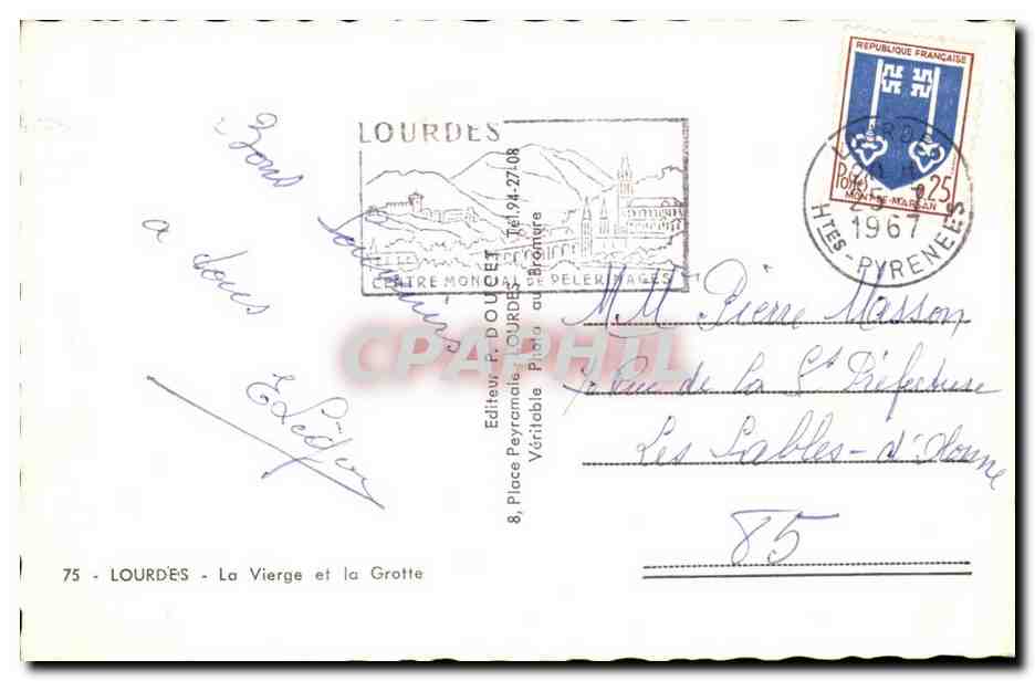 Lourdes CPA La vierge et la grotte — Verso