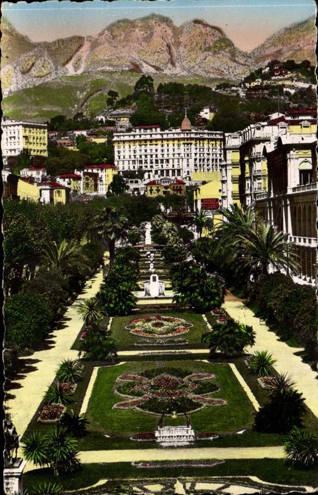 Menton CPA Jardin public et les Montagnes de Ste Agnes