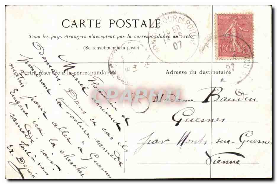 Touraine CPA Abbaye de Marmoutiers — Rückseite