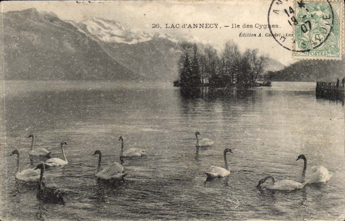 Lac d'Annecy — Ile des Cygnes — Édition A. Gardel, Annecy