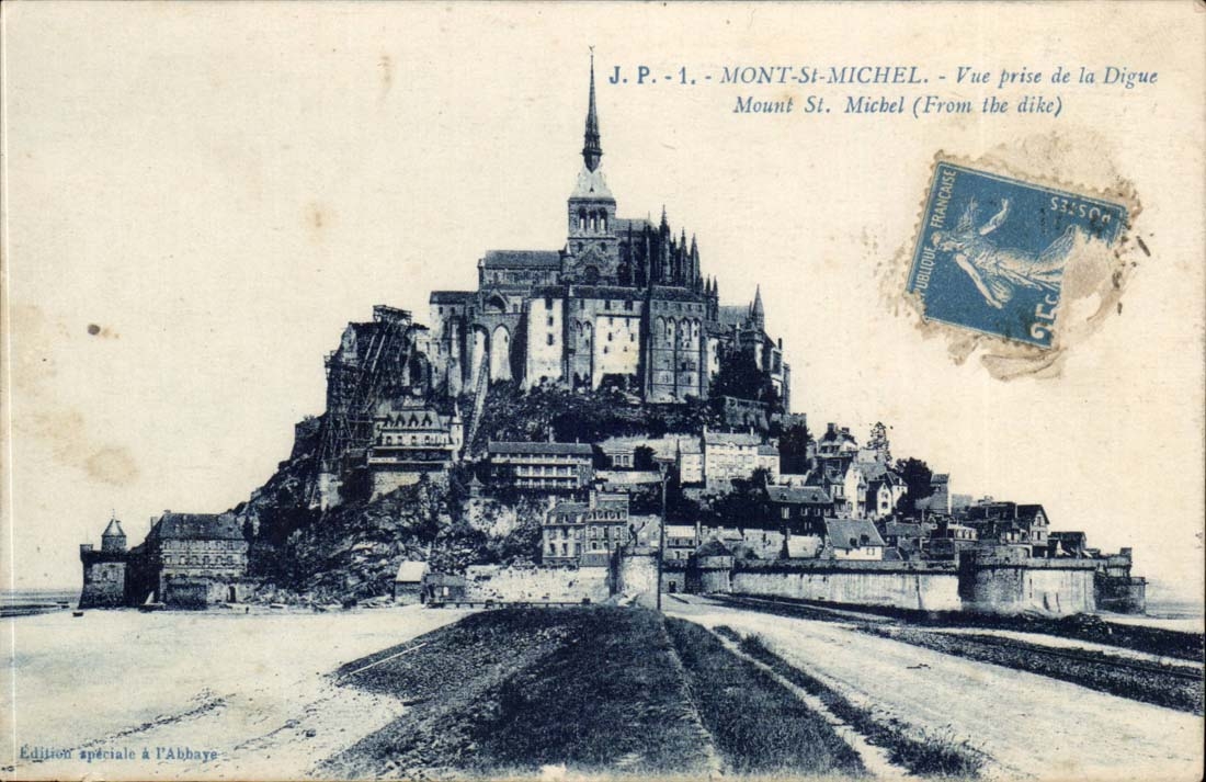 Mont-Saint-Michel — Vue prise de la Digue — J.P.-1. Édition spéciale à l'Abbaye