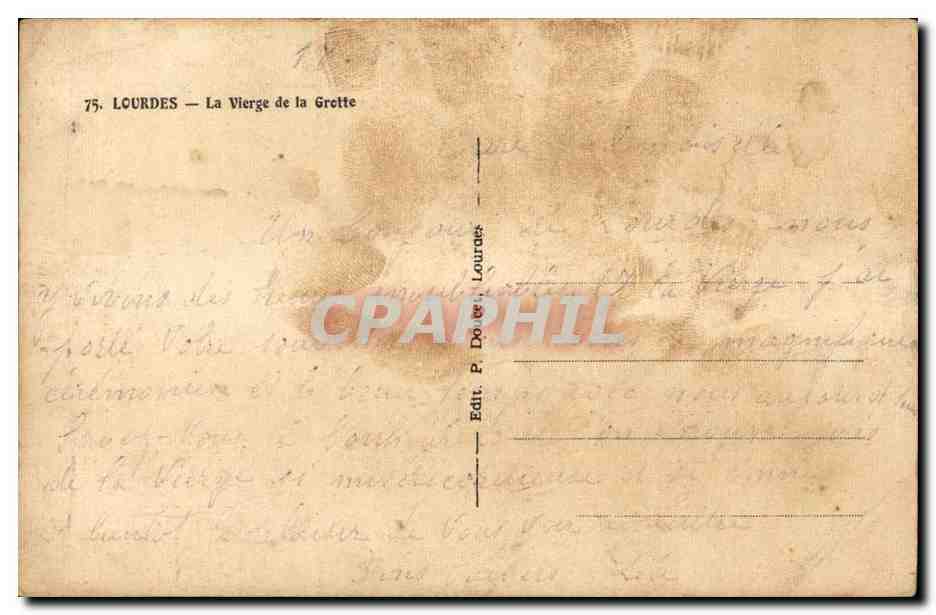 Lourdes CPA La vierge de la grotte — Verso