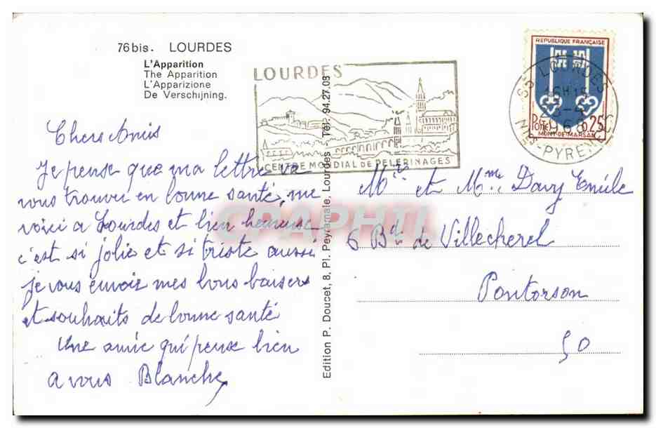 Lourdes CPA L'apparition — Verso