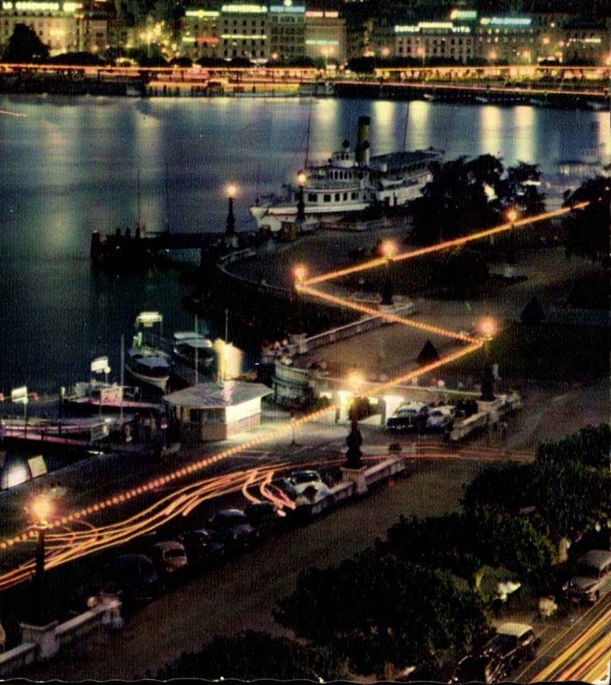 Suisse Geneve CPA La rade illuminee