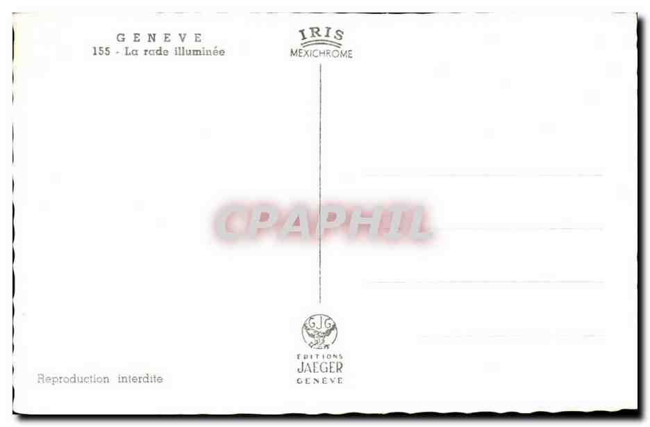 Suisse Geneve CPA La rade illuminee — Verso