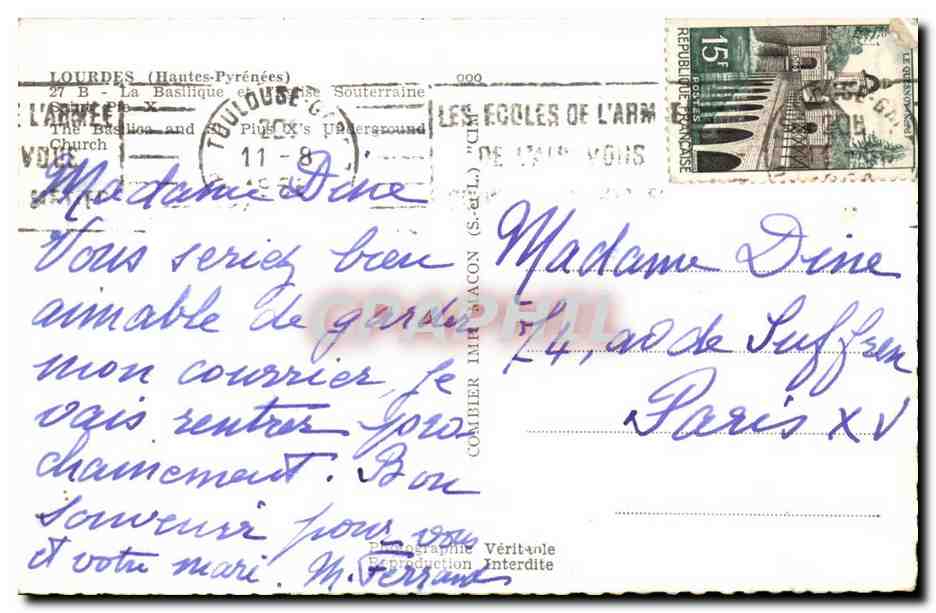 Lourdes CPA La basilique  — Verso