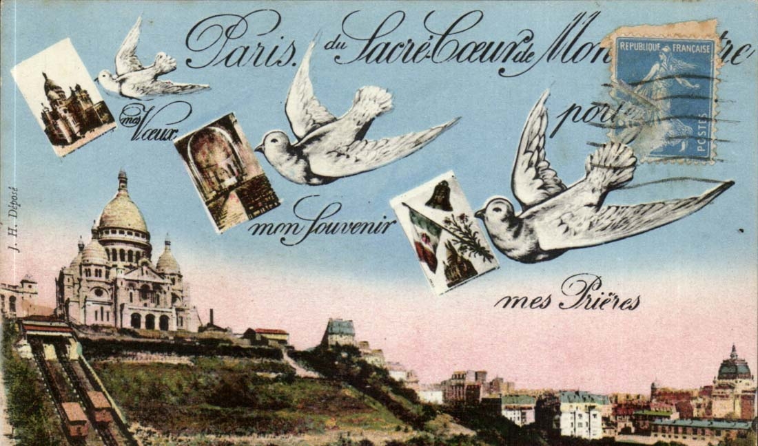 FAntaisie Paris CPA Deu SAcre Coeur Montmarte Hirondelles